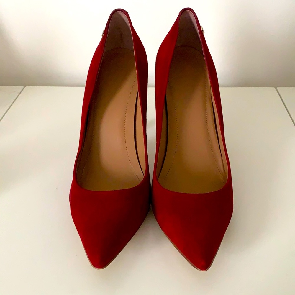 Calvin Klein Brady Kid Suede Pompeii Red Pumps